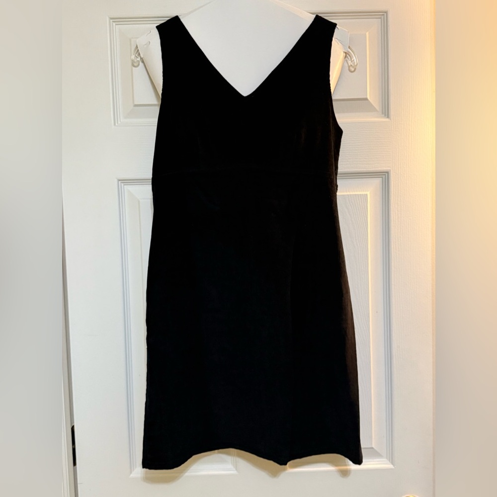 J. Crew Black Corduroy V-Neck Dress